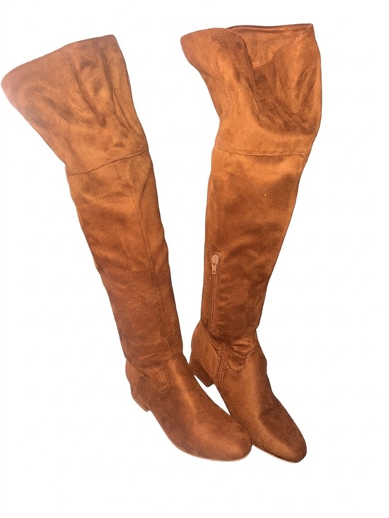 Katliu Shoes - Katliu Over-the-Knee Suede Boots - Chestnut Brown
